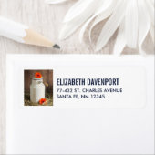 Rustic White Milk Jug met Oranje bloemen Foto Etiket (Insitu)