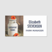 Rustic White Milk Jug met Oranje bloemen Foto Naamplaatje (Voorkant)