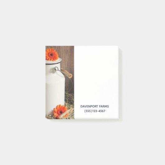Rustic White Milk Jug met Oranje bloemen Foto Post-it® Notes (Voorkant)