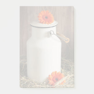 Rustic White Milk Jug met Oranje bloemen Foto Post-it® Notes