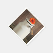 Rustic White Milk Jug met Oranje bloemen Foto Servet (Hoek)
