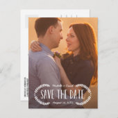 Rustic White Overlay Photo Save the Date Aankondigingskaart (Voorkant / Achterkant)