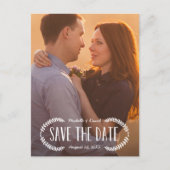 Rustic White Overlay Photo Save the Date Aankondigingskaart (Voorkant)
