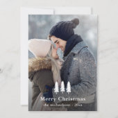 Rustic White Pine Trees Kerstfeestdag Foto Feestdagenkaart (Voorkant)