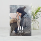 Rustic White Pine Trees Kerstfeestdag Foto Feestdagenkaart (Staand voorkant)