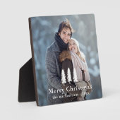 Rustic White Pine Trees Kerstfeestdag Foto Fotoplaat (Voorkant)