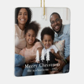 Rustic White Pine Trees Kerstfeestdag Foto Keramisch Ornament (Rechts)