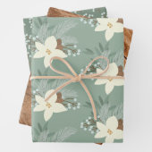 Rustic White Poinsettia en Greenery Inpakpapier Vel (In situ)