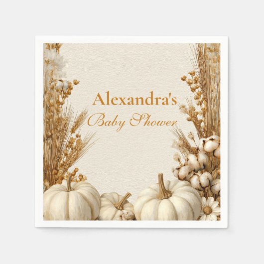 Rustic White Pumpkin Baby shower Servet (Voorkant)