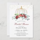 Rustic White Pumpkin Burgundy Floral Vrijgezellenf Kaart (Voorkant)