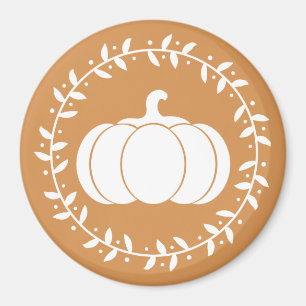 Rustic White Pumpkin en Sinaasappel Magneet