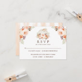 Rustic White Pumpkin Herfst Flowers Wedding RSVP Kaart (Voorkant / Achterkant in situ)