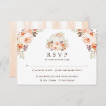 Rustic White Pumpkin Herfst Flowers Wedding RSVP