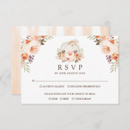 Rustic White Pumpkin Herfst Flowers Wedding RSVP Kaart