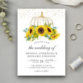 Rustic White Pumpkin Sunflower Fall Wedding Kaart