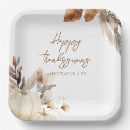 Rustic White Pumpkin Thanksgiving Papieren Bordje