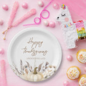 Rustic White Pumpkin Thanksgiving Papieren Bordje (Feest)