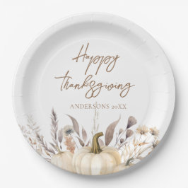 Rustic White Pumpkin Thanksgiving Papieren Bordje