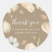 Rustic White Pumpkins Herfst Baby shower Hartelijk Ronde Sticker (Voorkant)