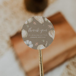 Rustic White Pumpkins Herfst Baby shower Hartelijk Ronde Sticker