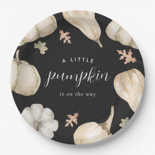 Rustic White Pumpkins Herfst Baby shower Papieren Bordje (Voorkant)