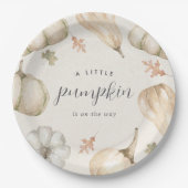 Rustic White Pumpkins Herfst Baby shower Papieren Bordje (Voorkant)