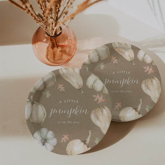 Rustic White Pumpkins Herfst Baby shower Papieren Bordje