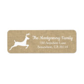 Rustic White Reindeer Faux Burlap Etiket (Voorkant)