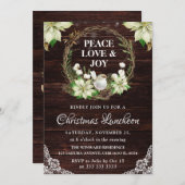 Rustic White Robin Holly Wreath Kerstlunch Kaart (Voorkant / Achterkant)