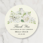 Rustic White Rose Floral First Community Hartelijk Bedankjes Labels (Achterkant)