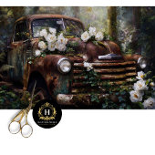 Rustic White Rose Truck Decoupage Tissuepapier