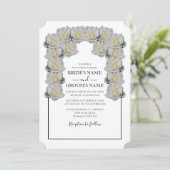 Rustic White Roses Wedding Invitations Kaart (Staand voorkant)