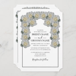 Rustic White Roses Wedding Invitations Kaart