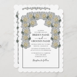 Rustic White Roses Wedding Invitations Kaart