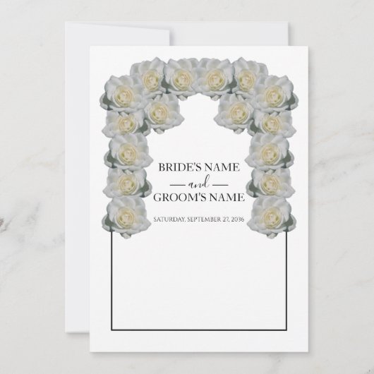 Rustic White Roses Wedding Invitations Kaart (Achterkant)