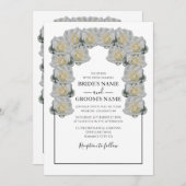 Rustic White Roses Wedding Invitations Kaart (Voorkant / Achterkant)