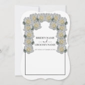 Rustic White Roses Wedding Invitations Kaart (Achterkant)