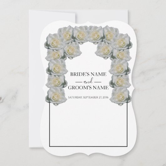 Rustic White Roses Wedding Invitations Kaart (Achterkant)