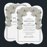 Rustic White Roses Wedding Invitations Kaart<br><div class="desc">Dit ontwerp is uitgerust met rozenwitte rozen. De witte rozen worden gecomplimenteerd door een elegante zwarte rand. De witte tinten van het roos bloemen creëer een roestachtige bloementuin van het land. Elegant huwelijksuitnodigingsontwerp met moderne elementen. Er zijn ook overeenkomende trouwbenodigdheden en andere huwelijksuitnodigingsformaten beschikbaar.</div>
