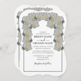 Rustic White Roses Wedding Invitations Kaart