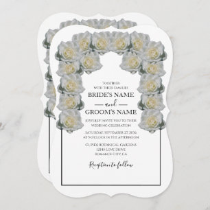 Rustic White Roses Wedding Invitations Kaart