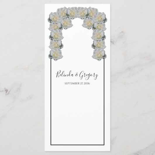 Rustic White Roses Wedding Menu (Achterkant)