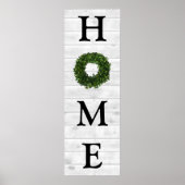 Rustic White Shiplap Wood Home Boxwood Wreate Poster (Voorkant)