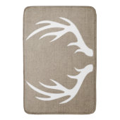 Rustic White Silhouetted Deer Antlers Faux Burlap Badmat (Voorkant Verticaal)