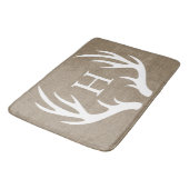Rustic White Silhouetted Deer Antlers Faux Burlap Badmat (Gekanteld)