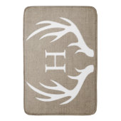 Rustic White Silhouetted Deer Antlers Faux Burlap Badmat (Voorkant Verticaal)