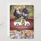 Rustic  White Truck 3-fotokerstkaart Feestdagenkaart (Voorkant)