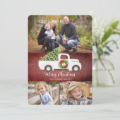 Rustic  White Truck 3-fotokerstkaart Feestdagenkaart (Staand voorkant)