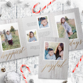 Rustic White Wash Wood Drievoudig Holiday Fotokaar Drieluik Uitnodiging