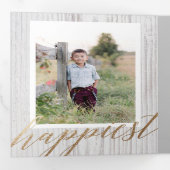 Rustic White Wash Wood Drievoudig Holiday Fotokaar Drieluik Uitnodiging (Binnenzijde eerst)